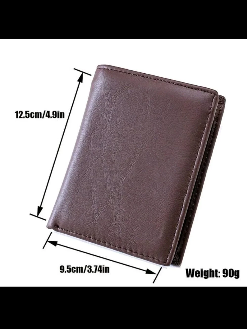Men's Solid Color Genuine Leather Trifold RFID Blocking Zipper Coin Purse,